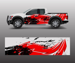 Truck and car graphic background wrap and vinyl sticker design vector