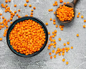 Organic healthy red lentils
