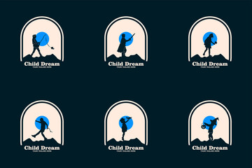 Child dreams logo designs concept vector, Kids Education logo symbol, Children Reaching star