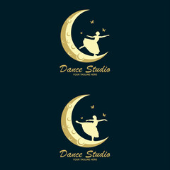 Naklejka na ściany i meble Dance studio logo design. Vector body shape logo. Dance icon concept.