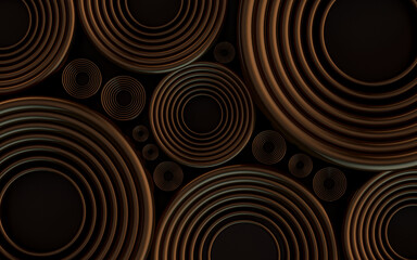 dark brown luxury abstract geometric circle pattern background 3d rendering