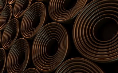 dark brown luxury abstract geometric circle pattern background 3d rendering