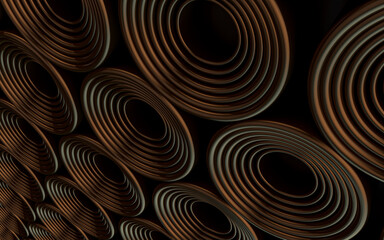 dark brown luxury abstract geometric circle pattern background 3d rendering