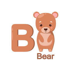 Cute bear in cartoon style for children's alphabet.