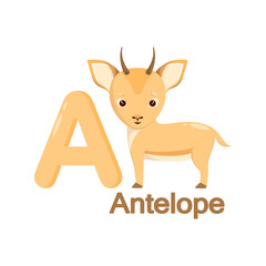 Obraz na płótnie Canvas Cute antelope in cartoon style for children's alphabet.
