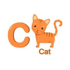 Cute cat in cartoon style for children's alphabet.