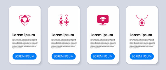 Set Pendant on necklace, Diamond, Earrings and . Business infographic template. Vector