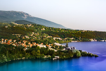 Colorful landscape of Pancharevo Lake on a sunny summer day