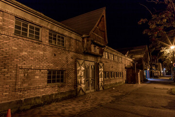 夜の小樽運河と夜景