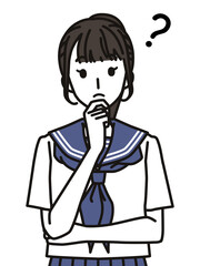 セーラー服を着た考える女子中学生・高校生