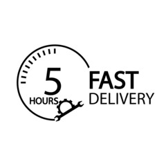 Fast delivery five hours sign illustration