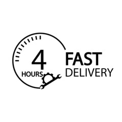 Fast delivery four hours sign illustration