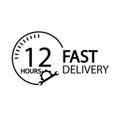 Fast delivery twelve hours sign illustration