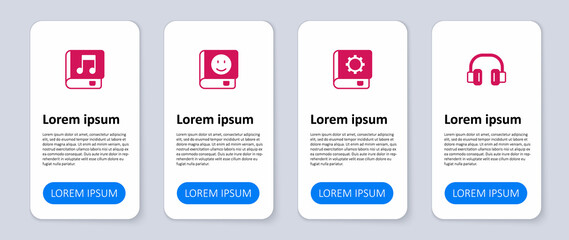 Set Headphones, User manual, Book and Audio book. Business infographic template. Vector