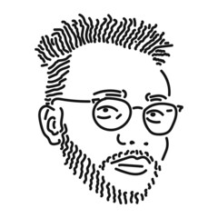 black line design of a person's face