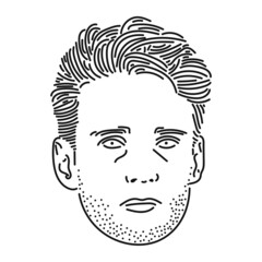 black line design of a person's face