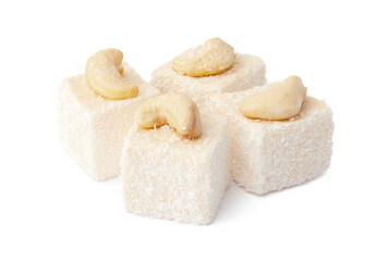 Turkish delight dessert isolated on white background