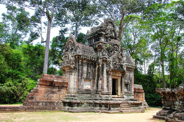 Ancient Ta Som Khmer Architecture Cambodia Famous Landmark. Prasat Angkor (Nokor) Wat Temple Complex, Siem Reap. Heritage World Largest Religious Monument