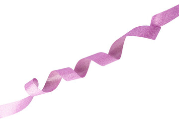 wavy pink ribbon isolated on white background. holidays decoration concept.