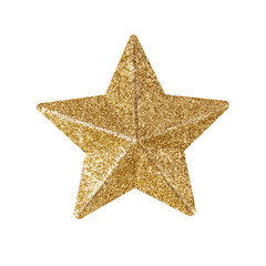 Gold Christmas star isolated over a white background