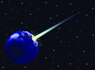 Fototapeta na wymiar Large comet hit earth vector