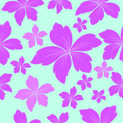 seamless vector flowers blue pattern background