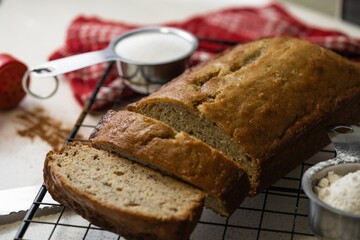 sliced banana bread