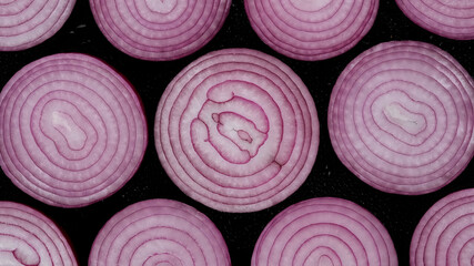 Sliced purple onion top view