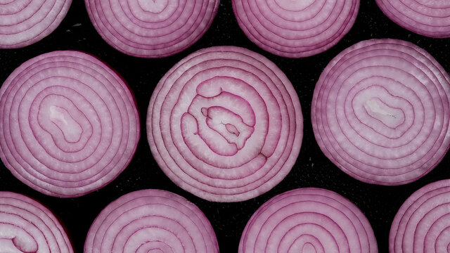 Sliced Purple Onion Top View