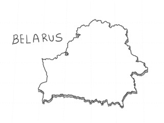 Hand Drawn of Belarus 3D Map on White Background.