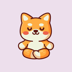 Cute shiba dog doing adorable pose yoga