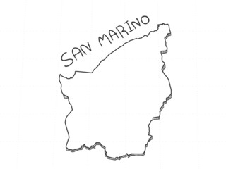 Hand Drawn of San Marino 3D Map on White Background.