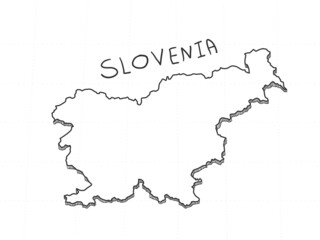 Hand Drawn of Slovenia 3D Map on White Background.