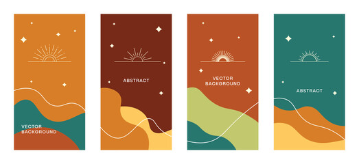 Vector Set of Abstract Shapes Sun and Spark Background Vertical Stories Social Media Flyer