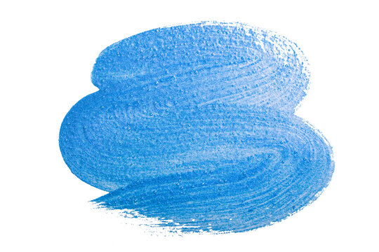 Brush of blue paint on a white background. Pearl bluepaint texture isolate