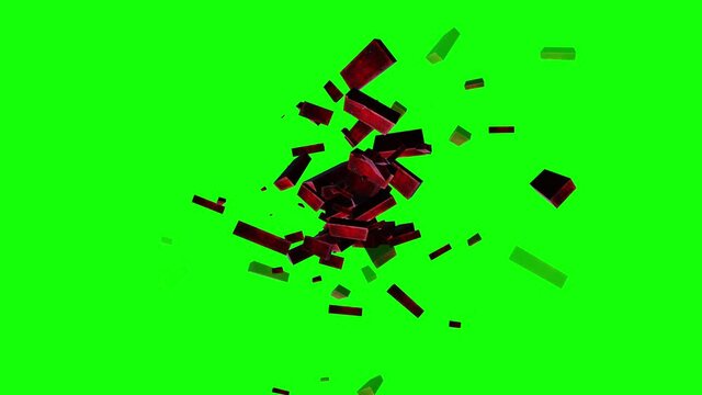square bricks particle with green screen loop animation