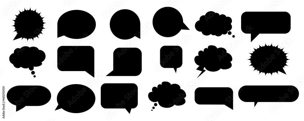 Poster speech dialogue set. shadow effect. template for banner design. hand drawn sketch. vector illustrati