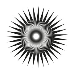 Abstract radiant circle icon. Starburst label. Design element. Geometric ornament. Vector illustration. Stock image. 
