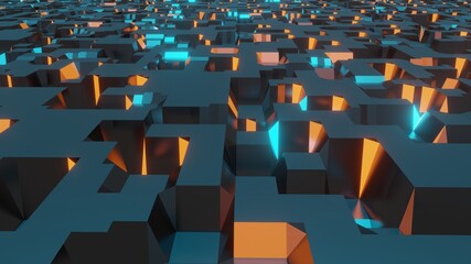 3d rendering futuristic science fiction environment, abstract geometric background