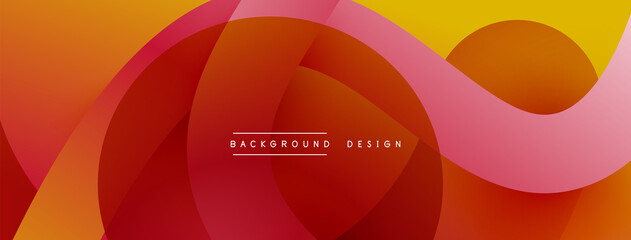 Abstract overlapping lines and circles geometric background with gradient colors