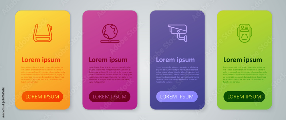 Poster set line security camera, artificial intelligence robot, smart glasses on spectacles and global tech