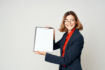 Naklejka premium Businesswoman with glasses executive Studio Professional