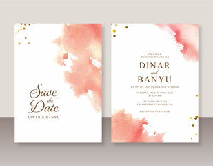 Wedding invitation with abstract watercolor splash