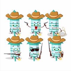 Cool cowboy rocket firework green cartoon character with a cute hat