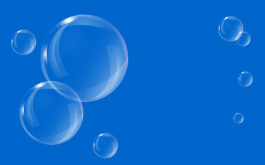 soap bubbles on blue background