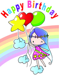 vector cartoon kids happy birthday card