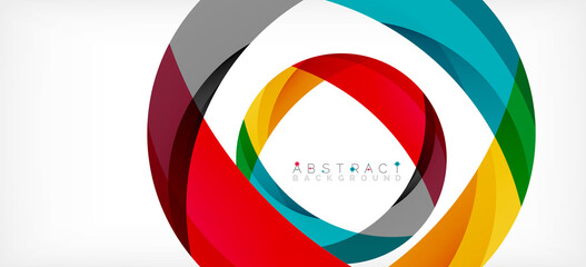 Geometric abstract background. Circle created with overlapping color shapes. Vector Illustration For Wallpaper, Banner, Background, Landing Page