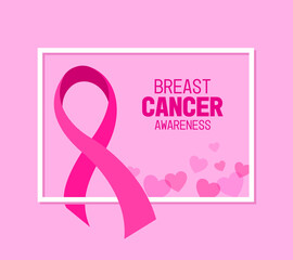 Pink ribbon symbol. Breast cancer awareness month campaign. Vector illustration.