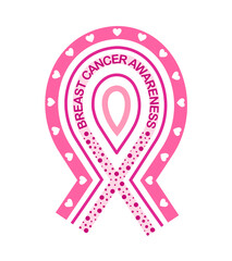 Pink ribbon symbolic. Breast cancer awareness month. Vector illustration.