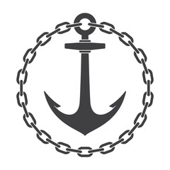 Vector nautical anchor wrapped in a circle-shaped chain. Isolated on white background. © Jan